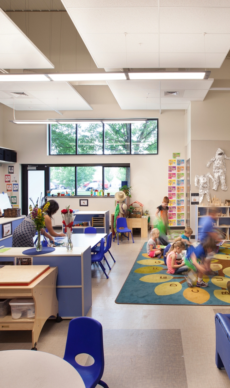 At the Central Valley Early Learning Center, all classrooms have a similar layout and amenities, allowing students to move from room to room with comfort and familiarity.