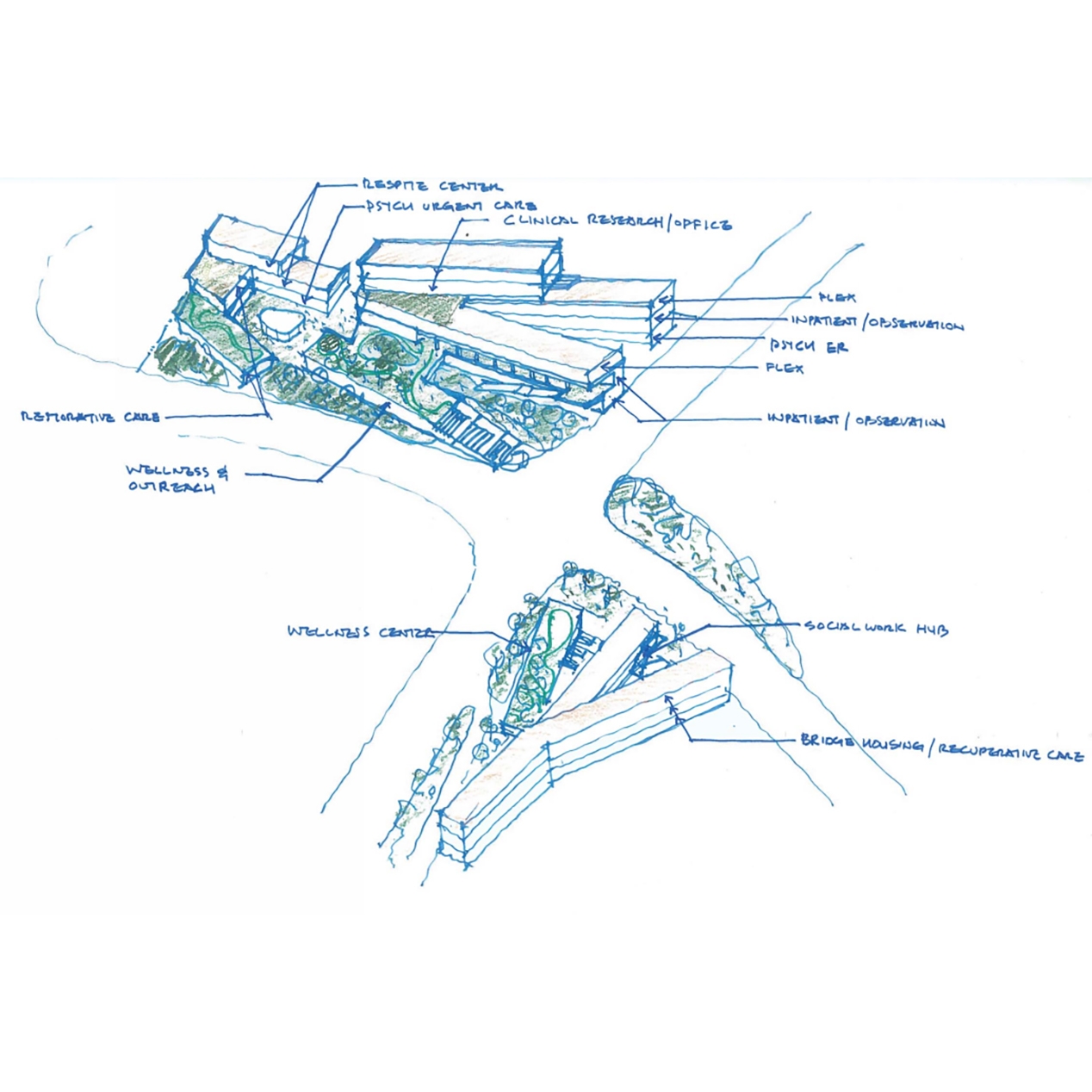 The concept for the Restorative Care Village takes a comprehensive
approach to providing health and wellness services for homeless individuals. -
NAC Architecture