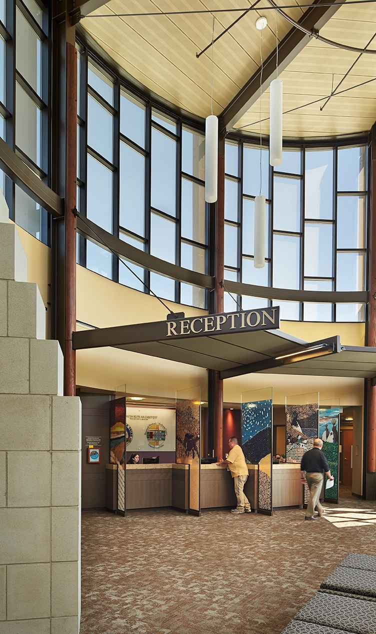 The central public area inside the Marimn Health Medical Center was designed to serve as a place of gathering and celebration. — NAC Architecture 