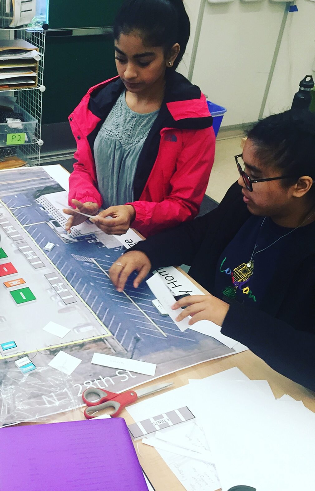Students collaborate on developing a site layout for the Tiny Home Village.