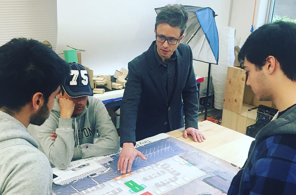 Brian Love worked with Mike’s Sustainable Engineering & Design students on site layout. Photo courtesy of Mike Wierusz