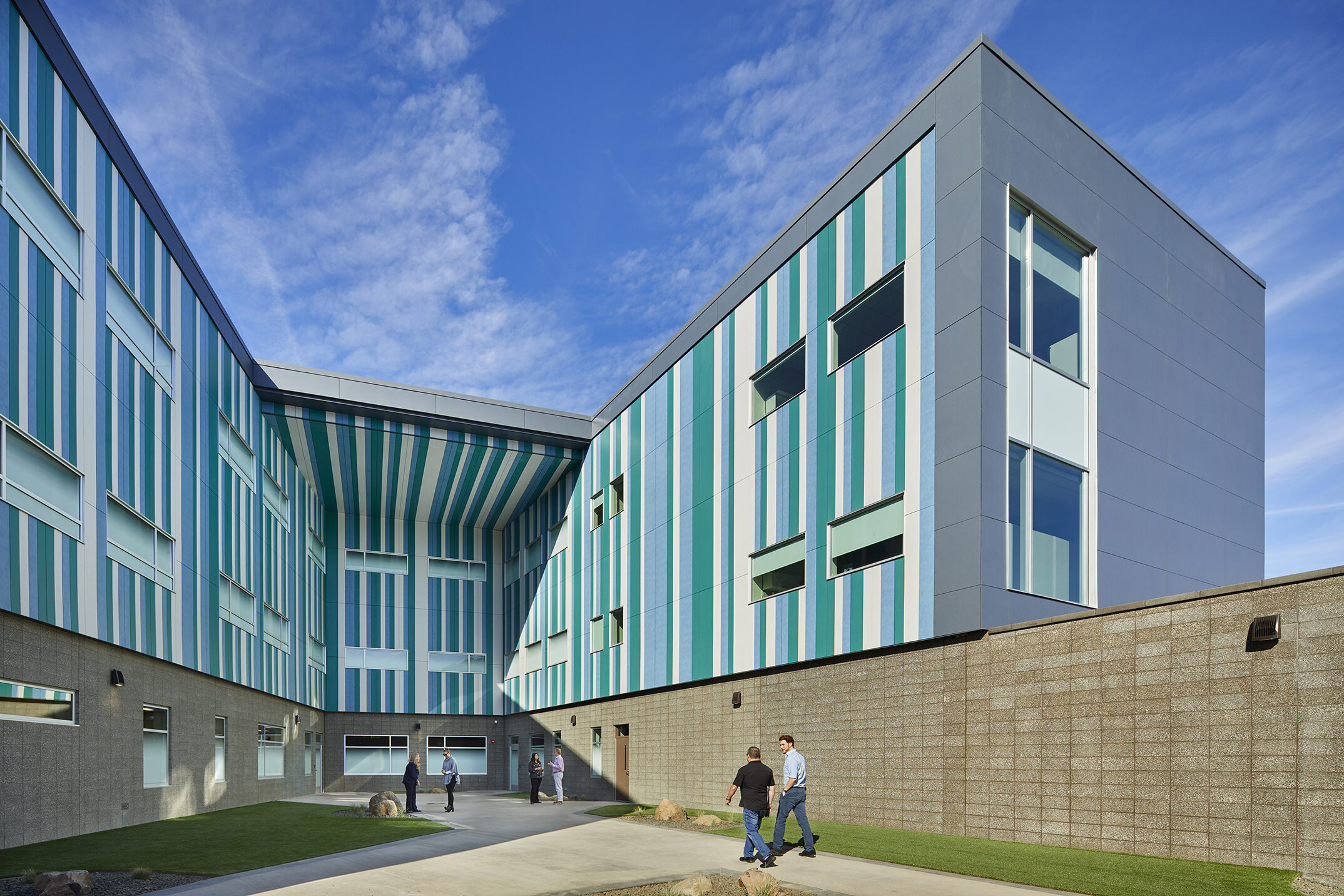 Central courtyard provides outdoor space for movement and exercise, Inland Northwest Behavioral Health Hospital. 