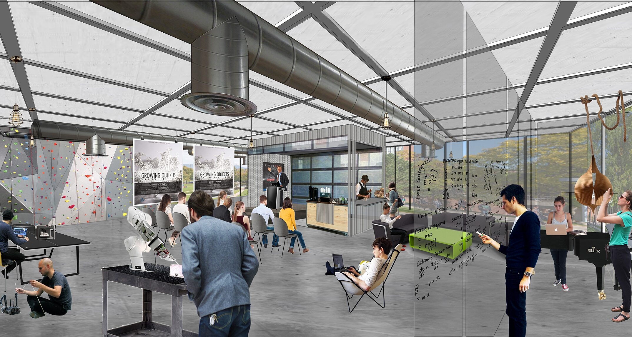 More and more higher education campuses are embracing
group-oriented learning environments that encourage interaction and
collaboration. The design for one community college’s “flex lab” combines a
variety of learning and social amenities that creates a space for students to
connect. – NAC Architecture 