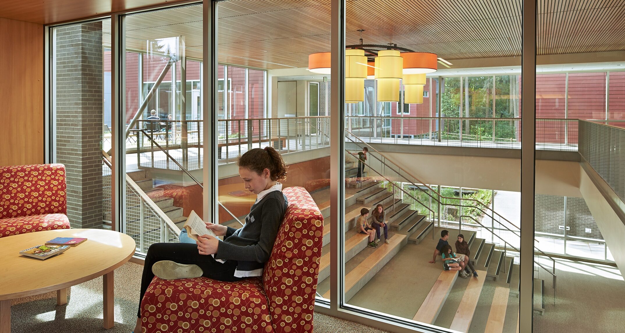 Communal spaces can promote conversation as well as individual reflection. Cherry Crest Elementary School - NAC Architecture