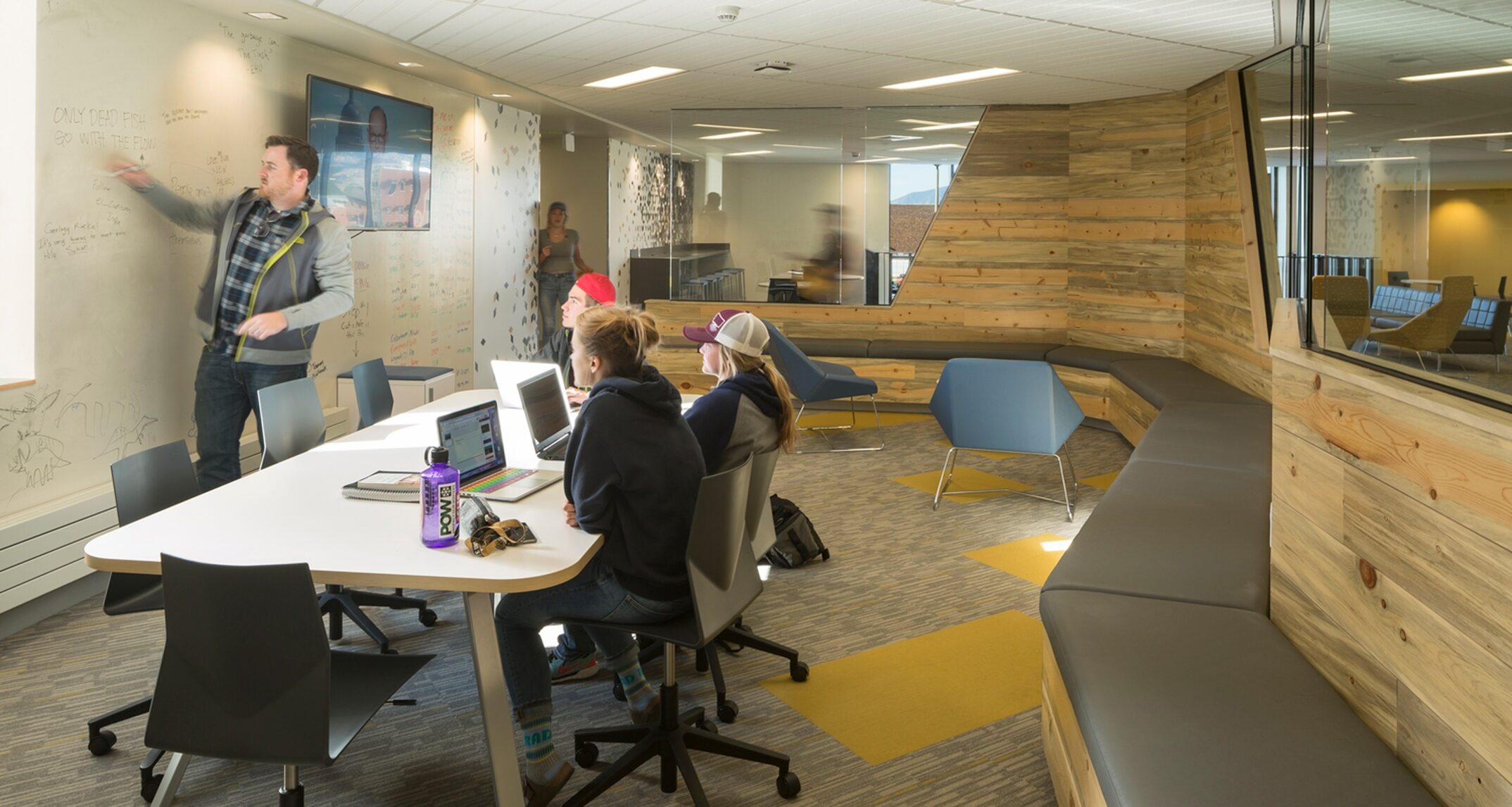 Post-occupancy surveys help us better understand how intentionally designed spaces, like this collaborative hub at Montana State University’s Yellowstone Hall, are actually being utilized by students. – NAC Architecture