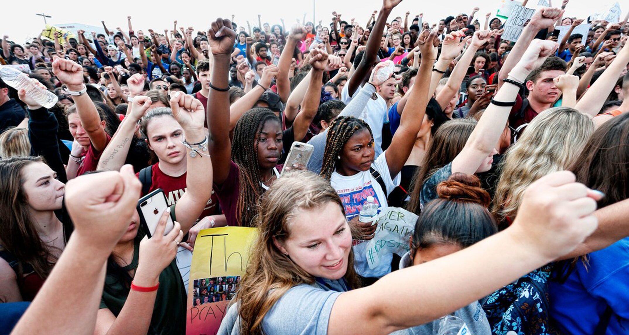 Following the Parkland shooting, students from Marjory Stoneman
Douglas High School have become young activists, organizing protests and
demanding action on school safety and gun reform. Photo courtesy of Rhona
Wise/Getty Images