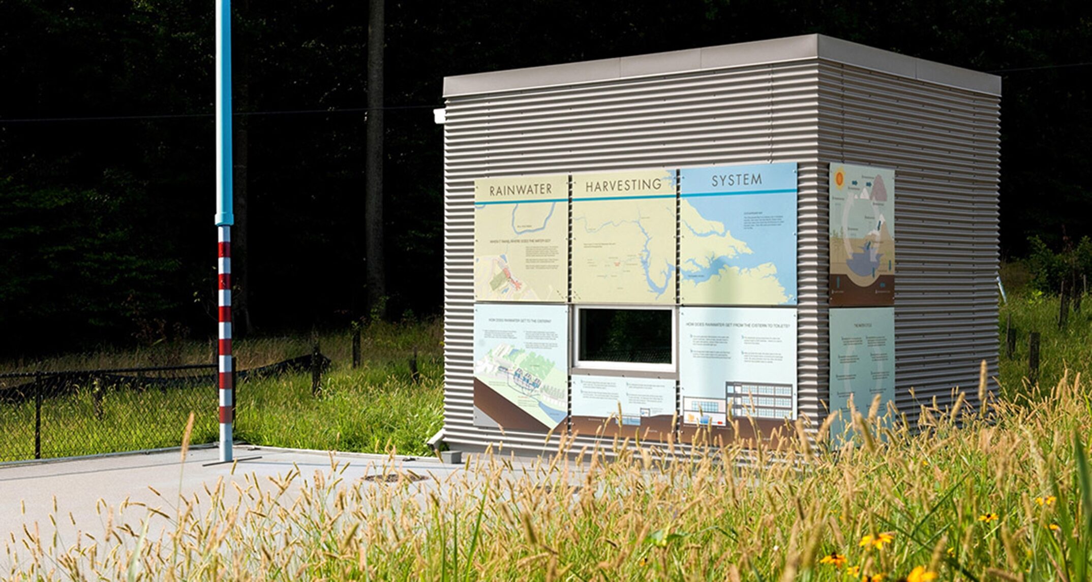 Manassas Park Elementary School utilizes their on-site cistern to teach students about rainwater harvesting. - VMDO Architects